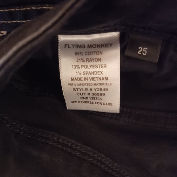 Flying Monkey black jeans size 25 - Picture 5 of 5